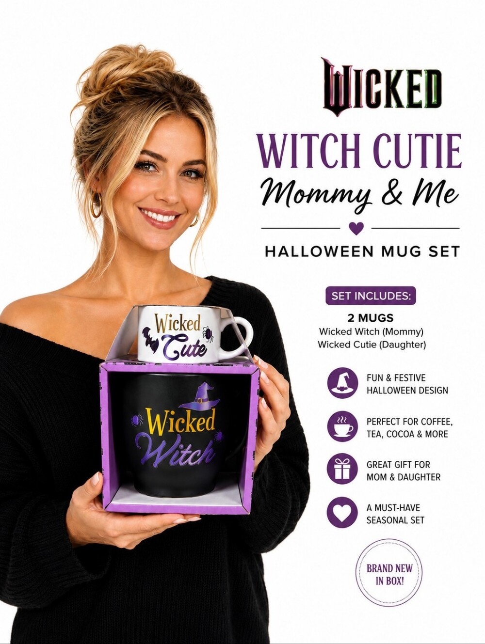 NEW WICKED Witch Cutie Mommy & Me Halloween Mug Set